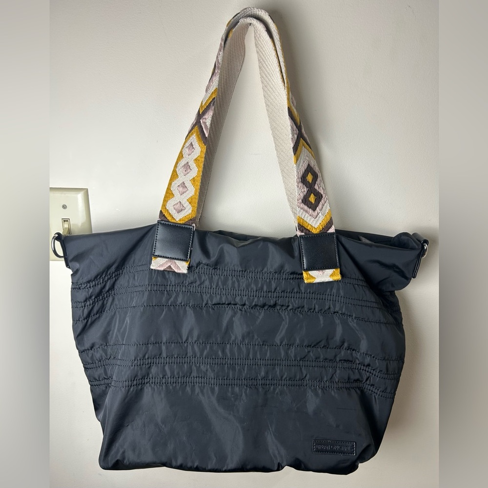 Urban Originals Hear The Music Carry All Tote Bag‎ Black Embroidered Straps